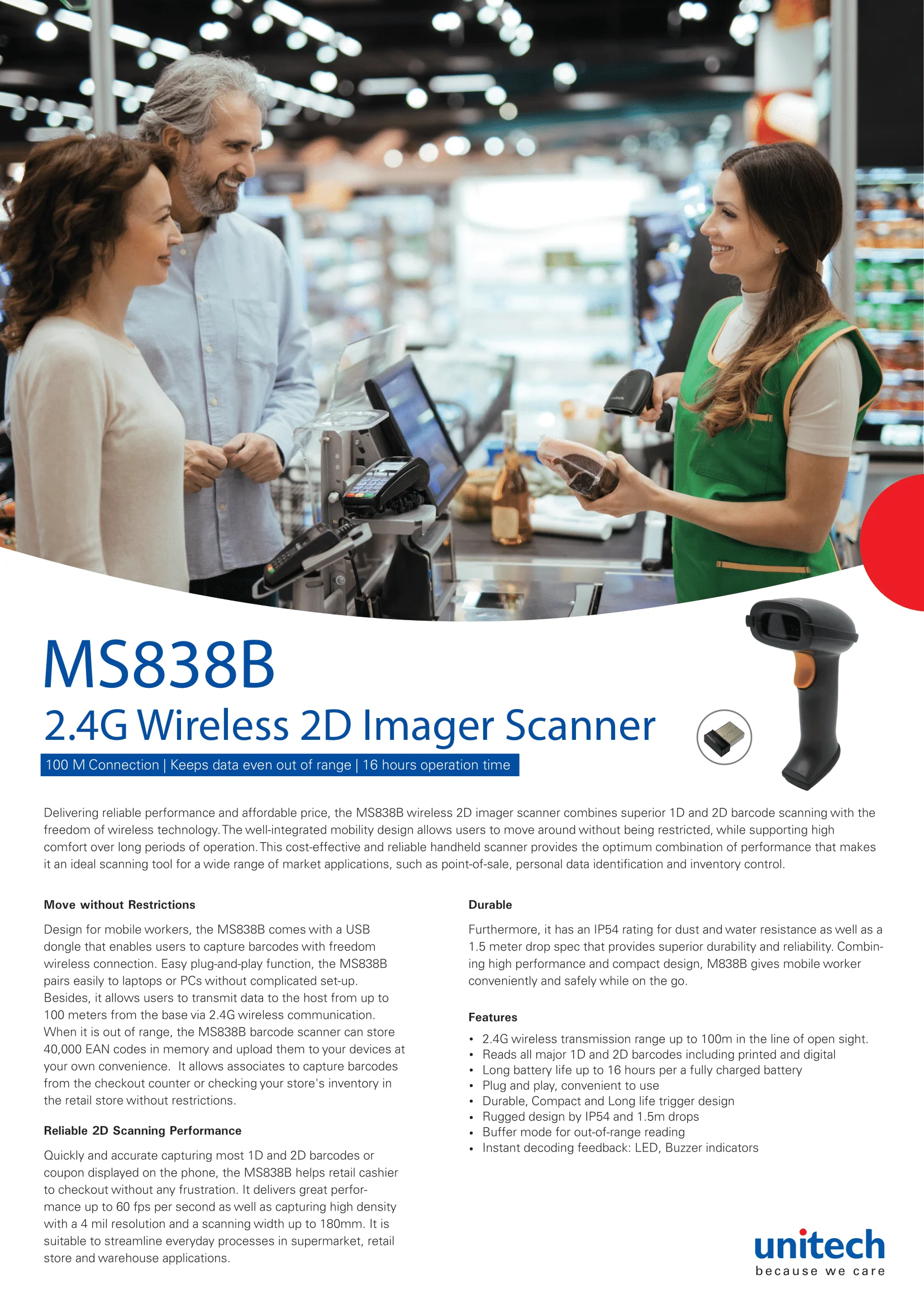 Lector de Codigo de Barras Unitech MS838 - Image 3